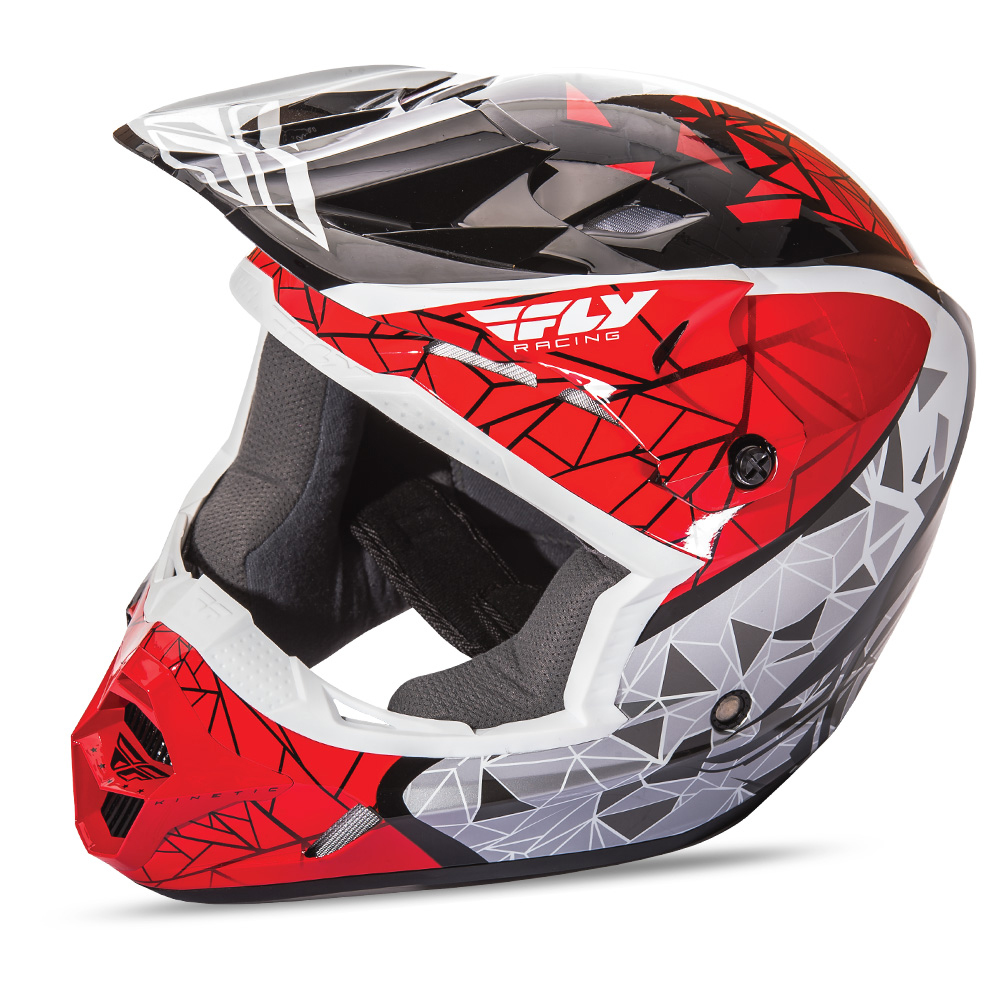 Fly Racing Helm Kinetic Crux Rot/Schwarz/Weiß