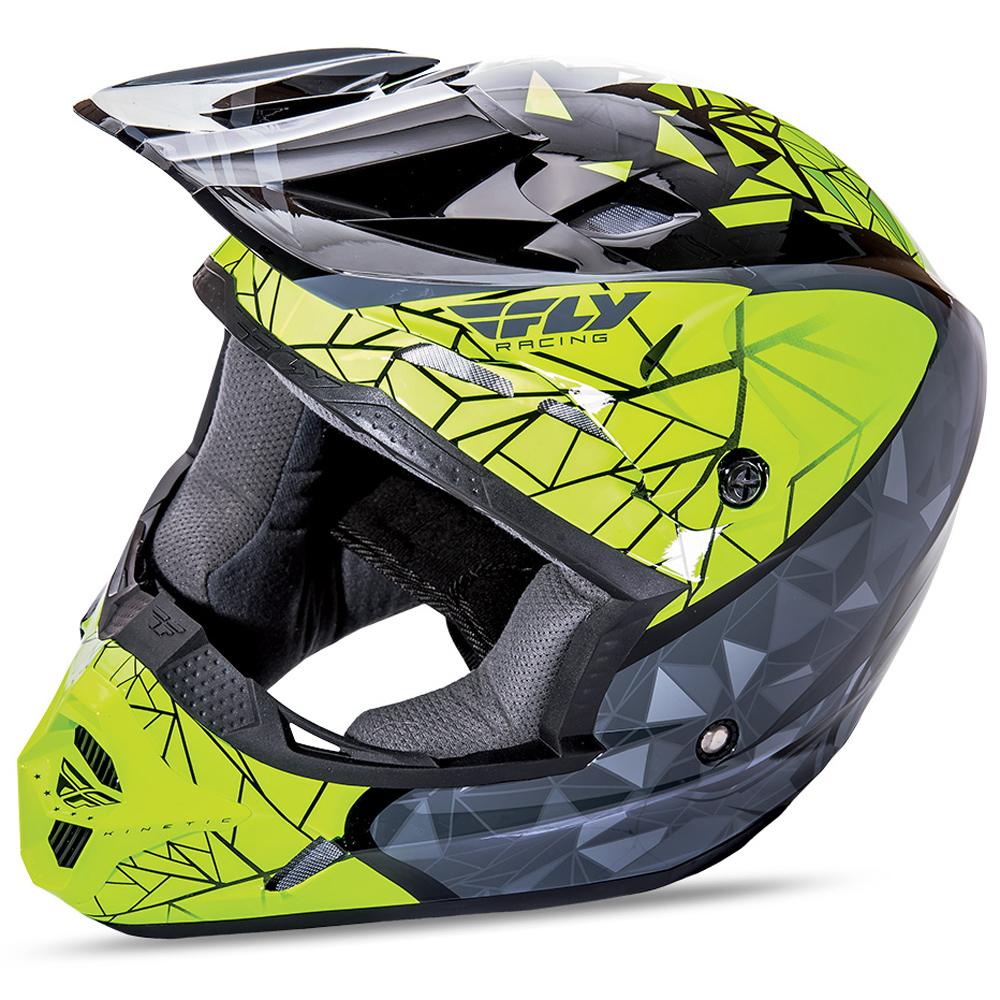 Fly Racing Motocross-Helm Kinetic Crux Schwarz/Grau/Hi-Vis