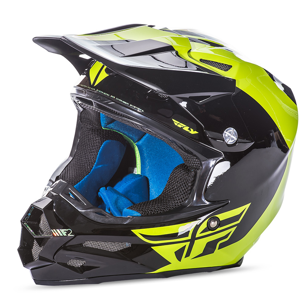 Fly Racing Motocross-Helm F2 Carbon Pure - Hi-Vis/Schwarz