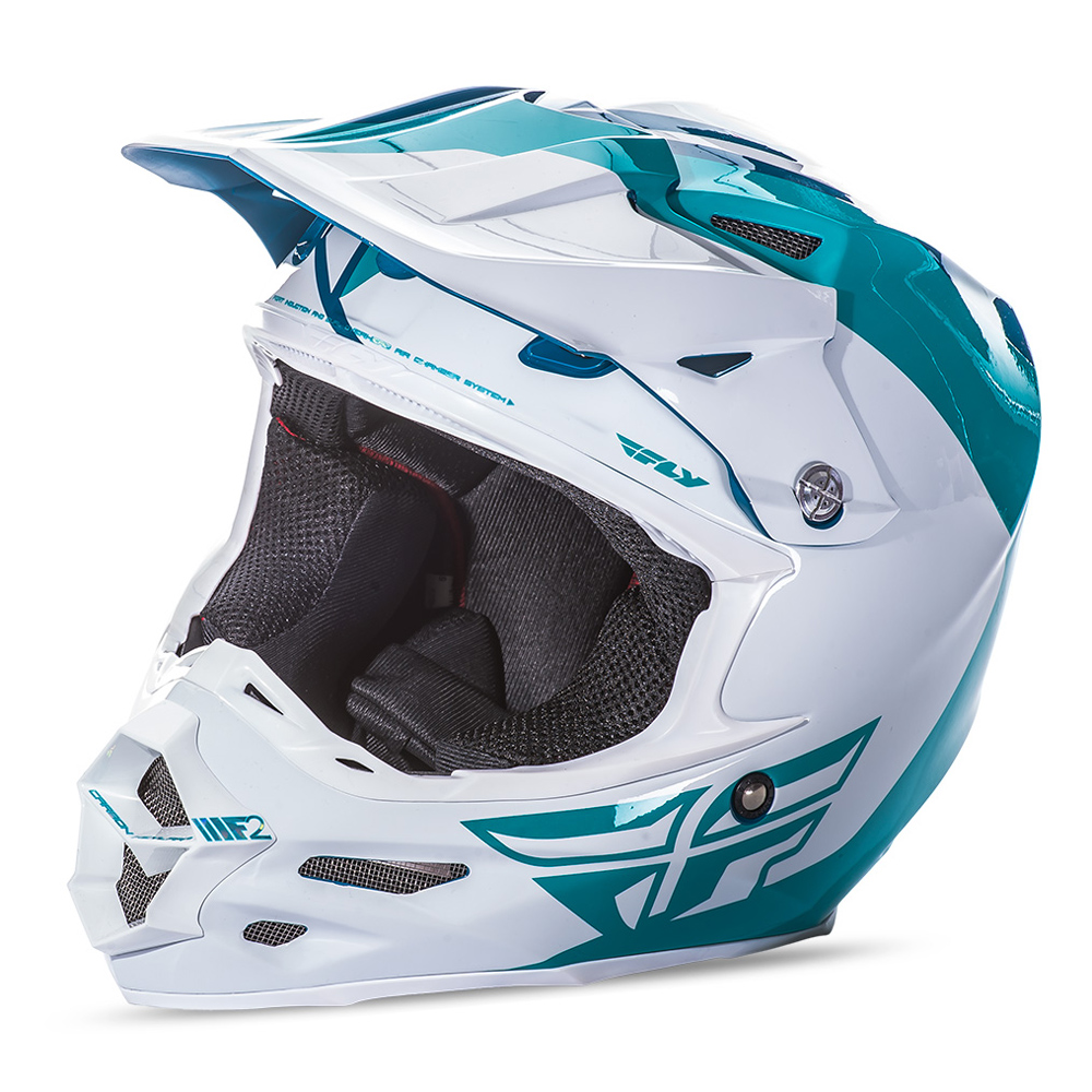Fly Racing MX Helmet F2 Carbon Pure - Teal/White