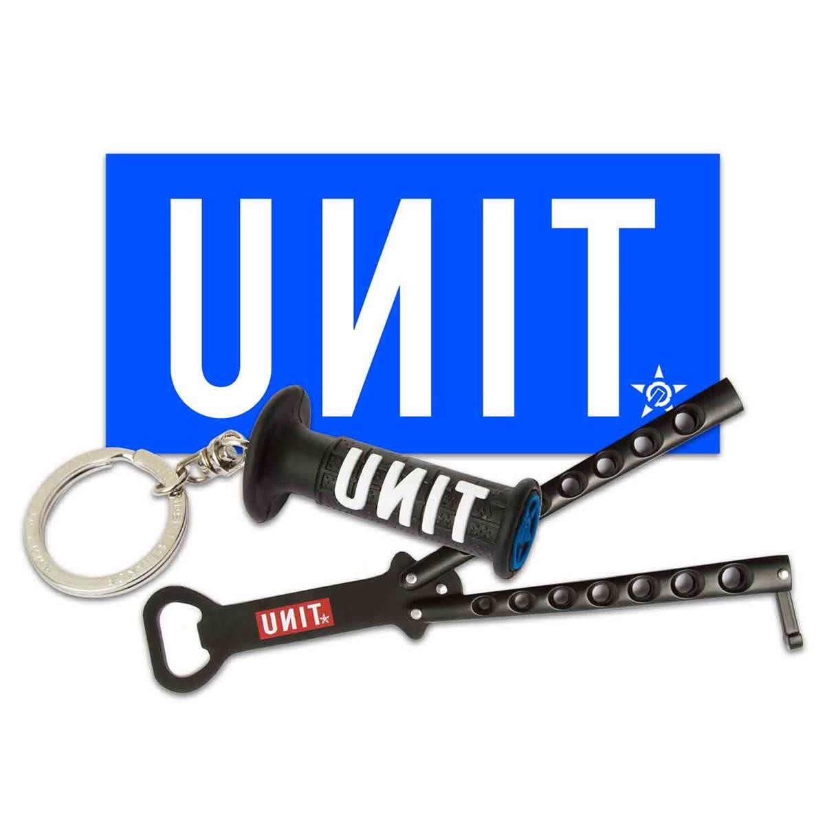 Unit Bundle-Angebot Unit Van Sticker + Unit Flick Flaschenöffner + Unit Restart Throttle Schlüsselanhänger