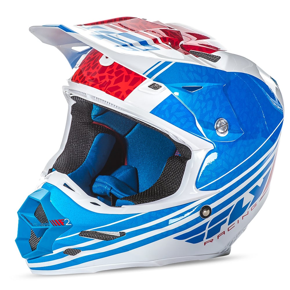 Fly Racing Casque MX F2 Carbon Animal - Bleu/Blanc/Rouge