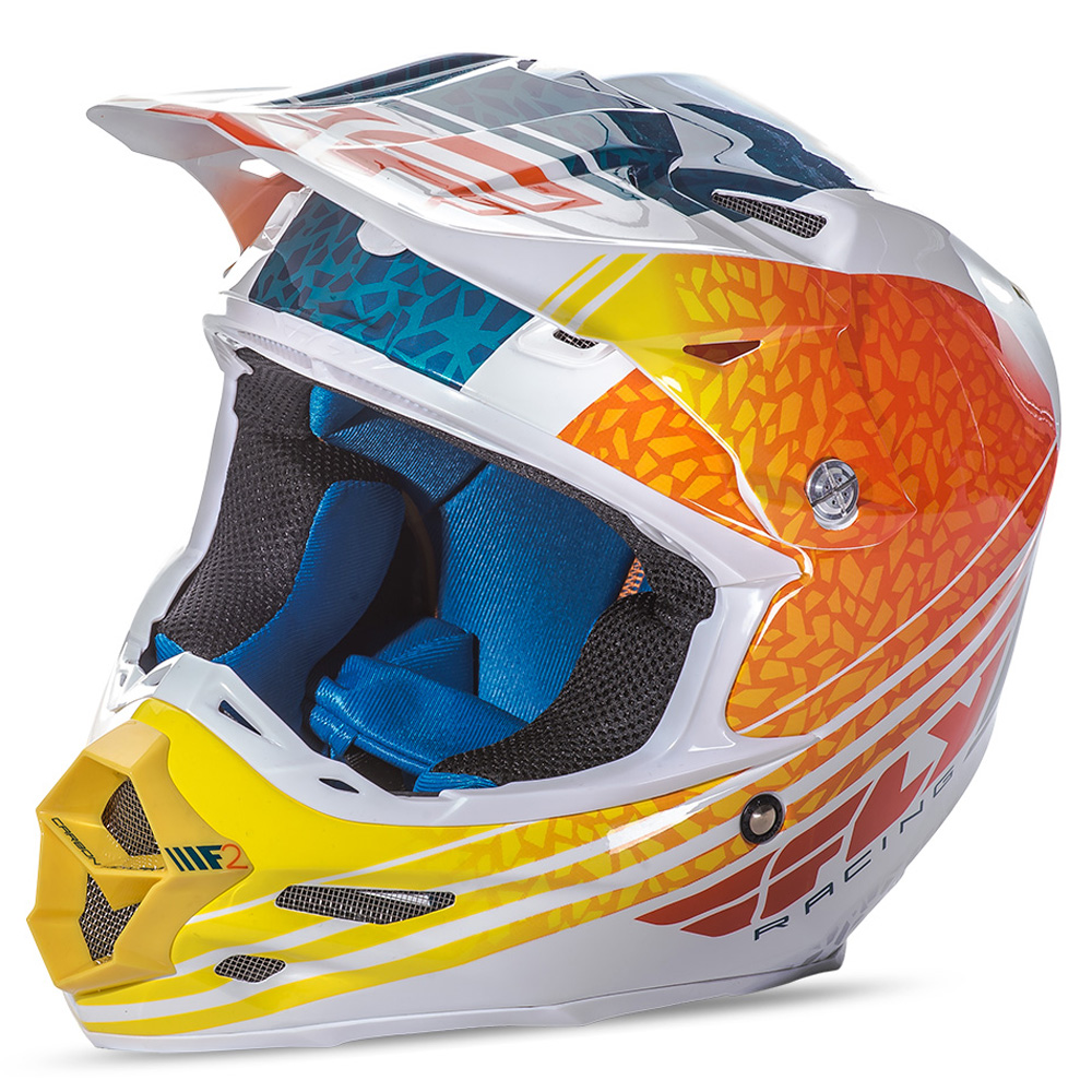 Fly Racing Helm F2 Carbon Animal - Orange/Weiß/Teal