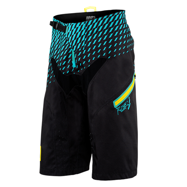 100% Downhill Shorts R-Core Supra Black/Cyan