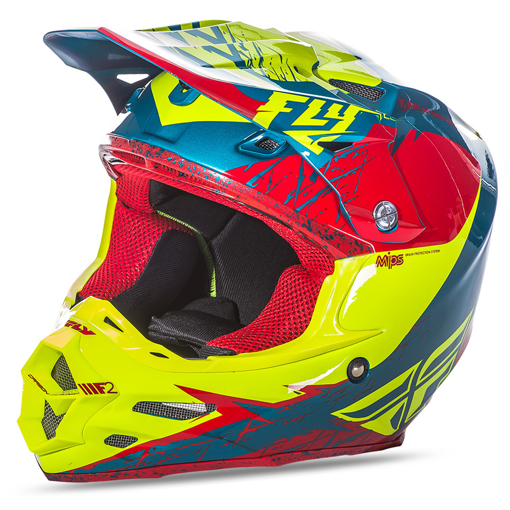 Fly Racing Helmet F2 Carbon MIPS Retrospec - Red/Hi-Vis