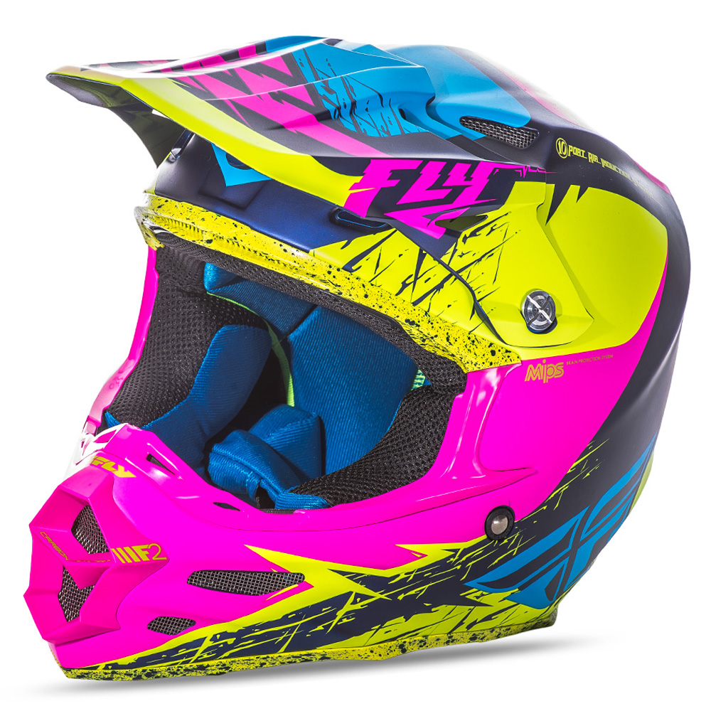 Fly Racing Helmet F2 Carbon MIPS Retrospec - Hi-Vis/Pink