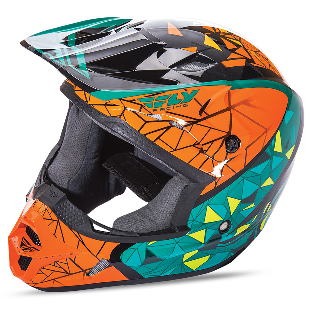 Fly Racing Kids Helm Kinetic Crux Teal/Orange/Schwarz