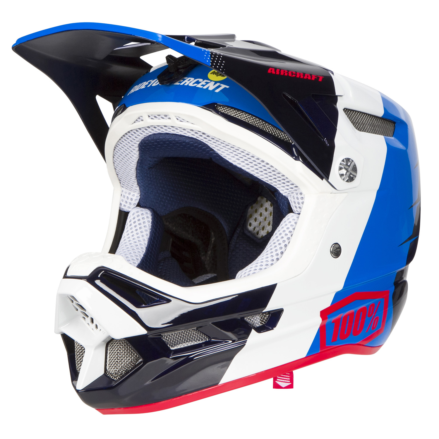 100% Downhill MTB Helmet Aircraft MIPS R8 Blue Carbon