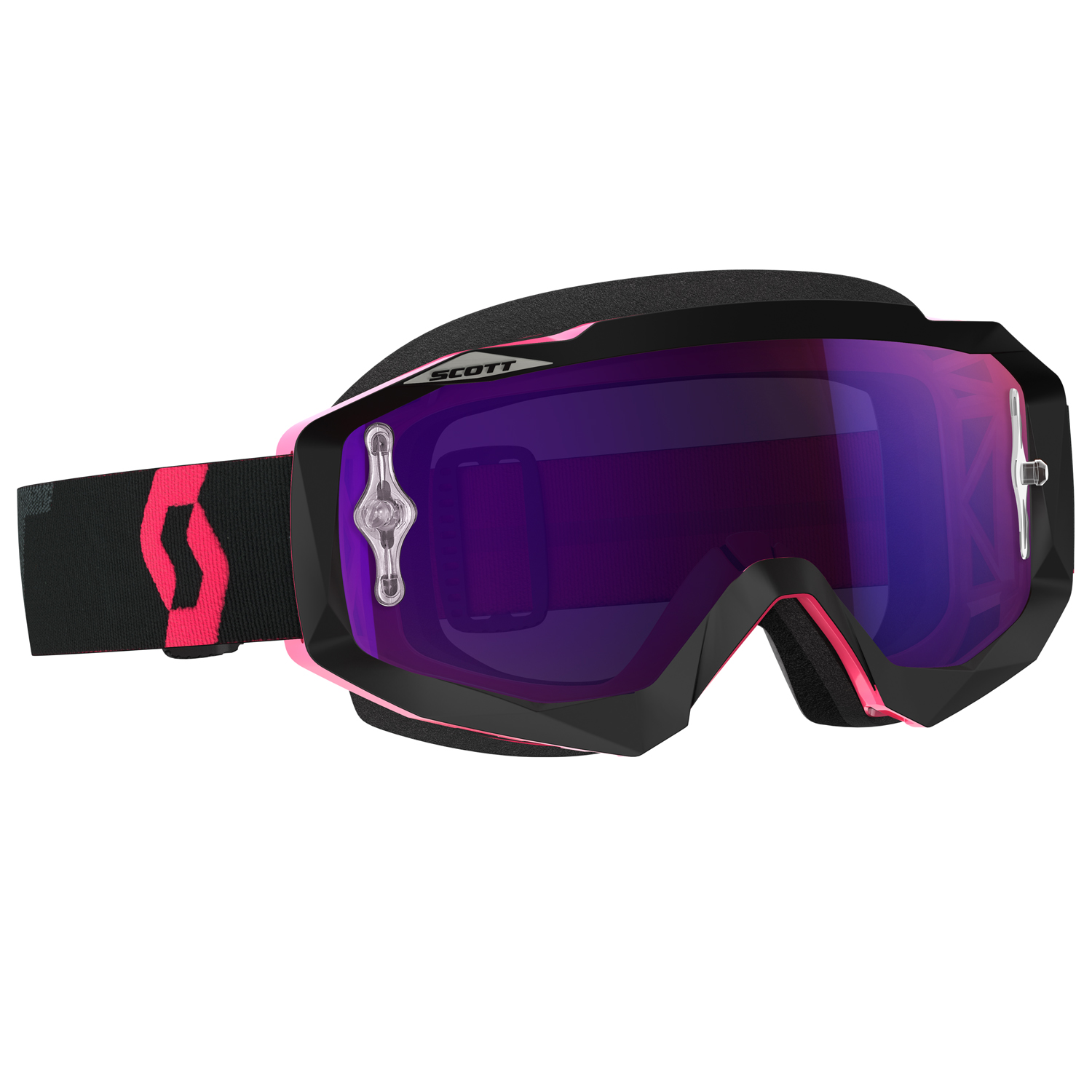 Scott Goggle Hustle MX Black/Fluo Pink - Purple Chrome Works Anti-Fog