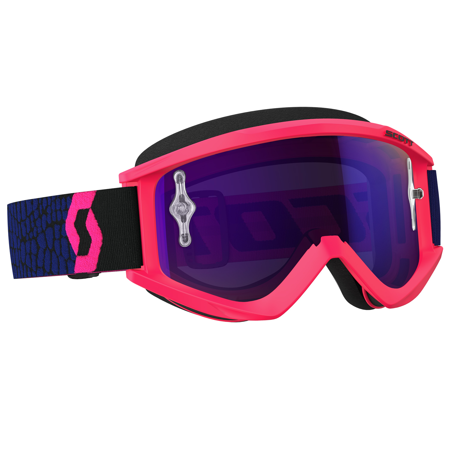 Scott Goggle Recoil Xi Blue/Fluo Pink - Purple Chrome Works Anti-Fog
