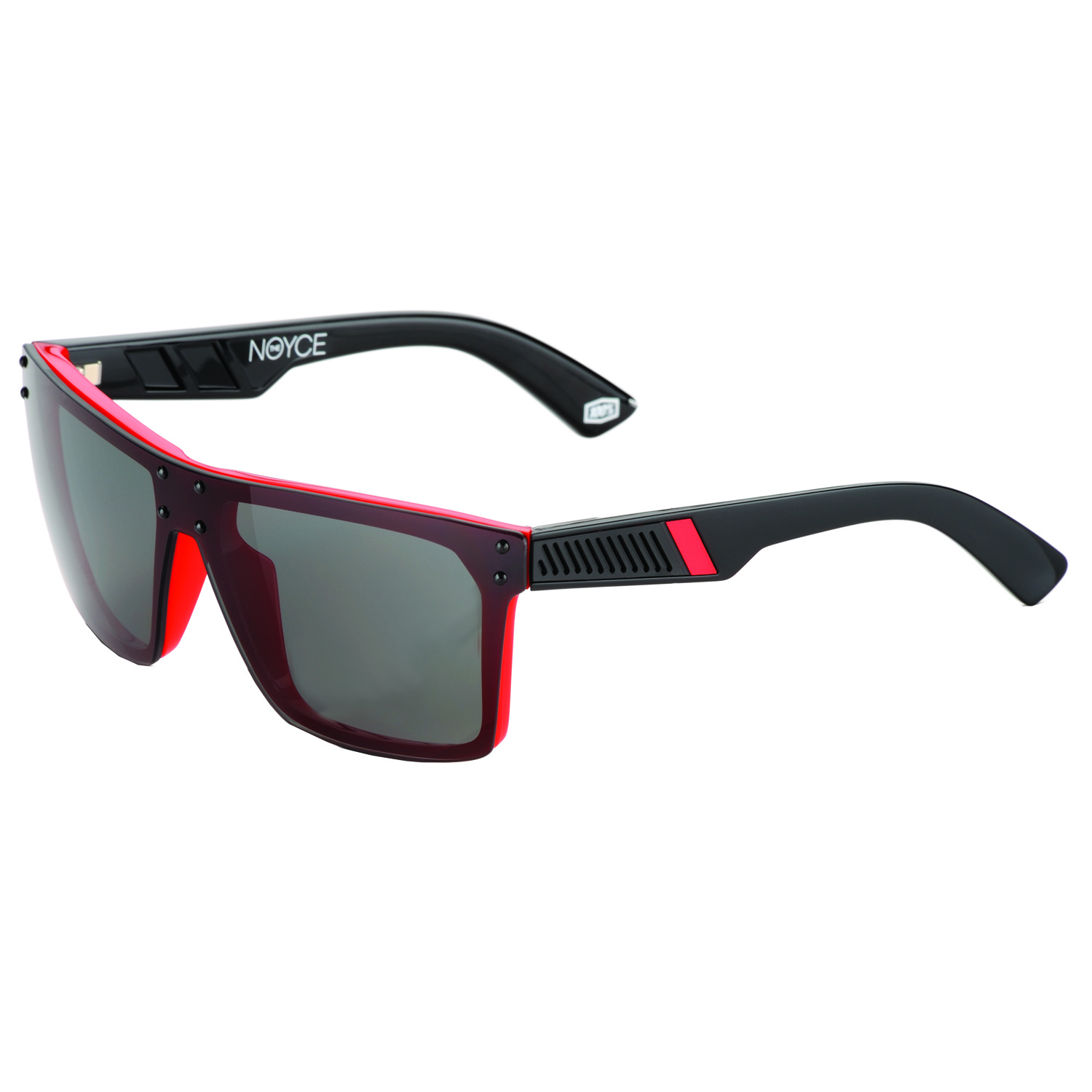 100% Sunglasses The Noyce Gloss Black/Red - Smoke Tint