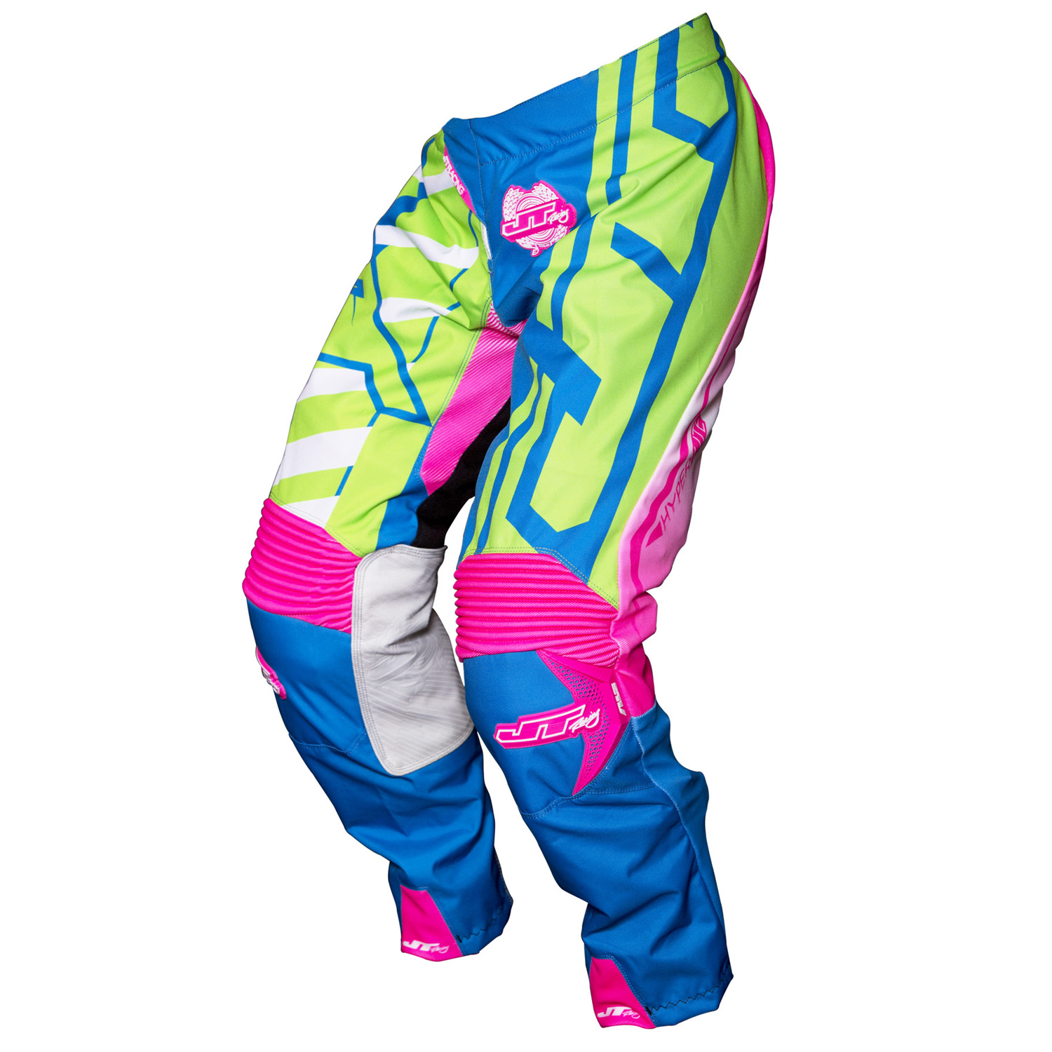 JT Racing USA Pantalon MX HyperLite Breaker Flo Green/Cyan/Pink