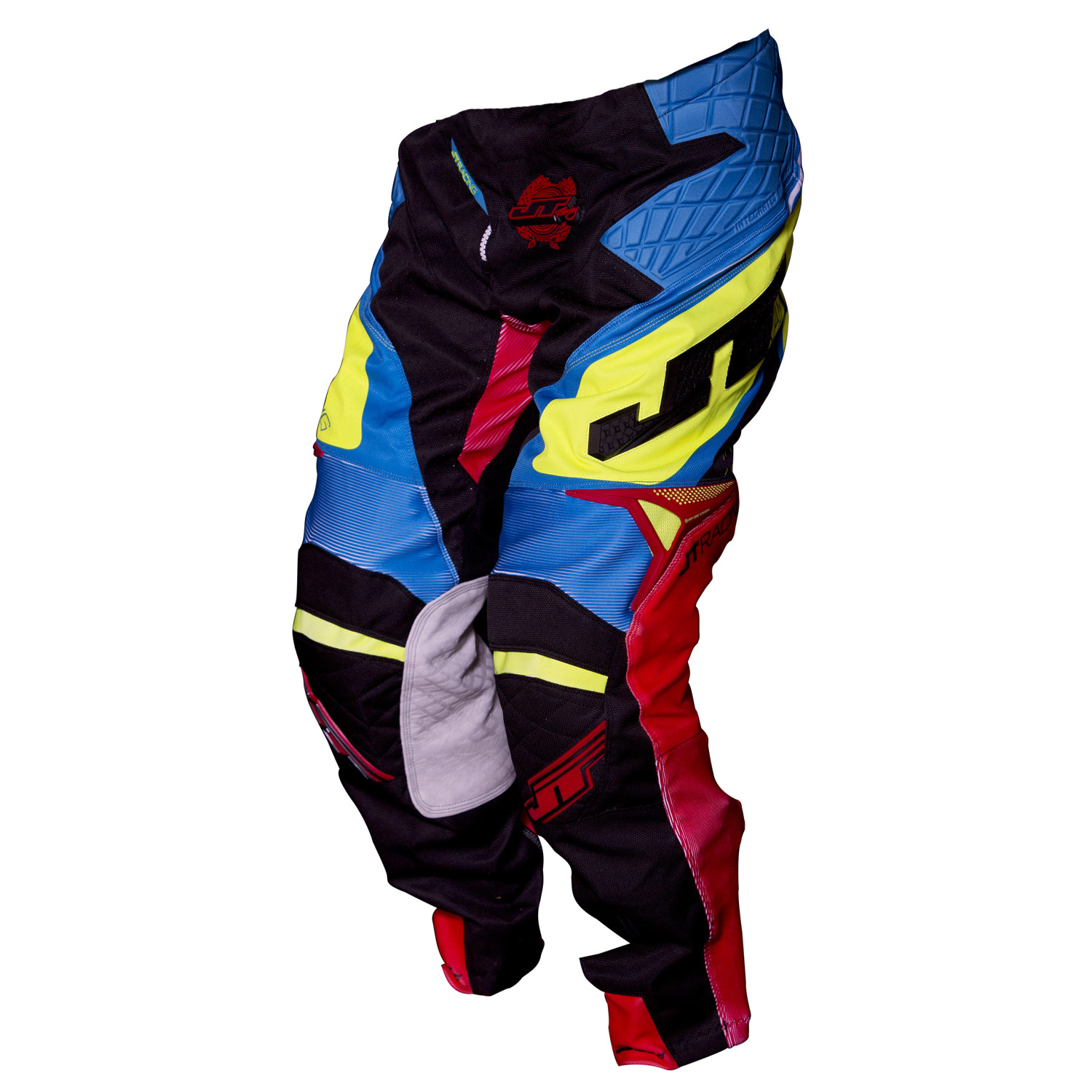 JT Racing USA MX Pants Protek Trophy Black/Cyan/Neon Yellow
