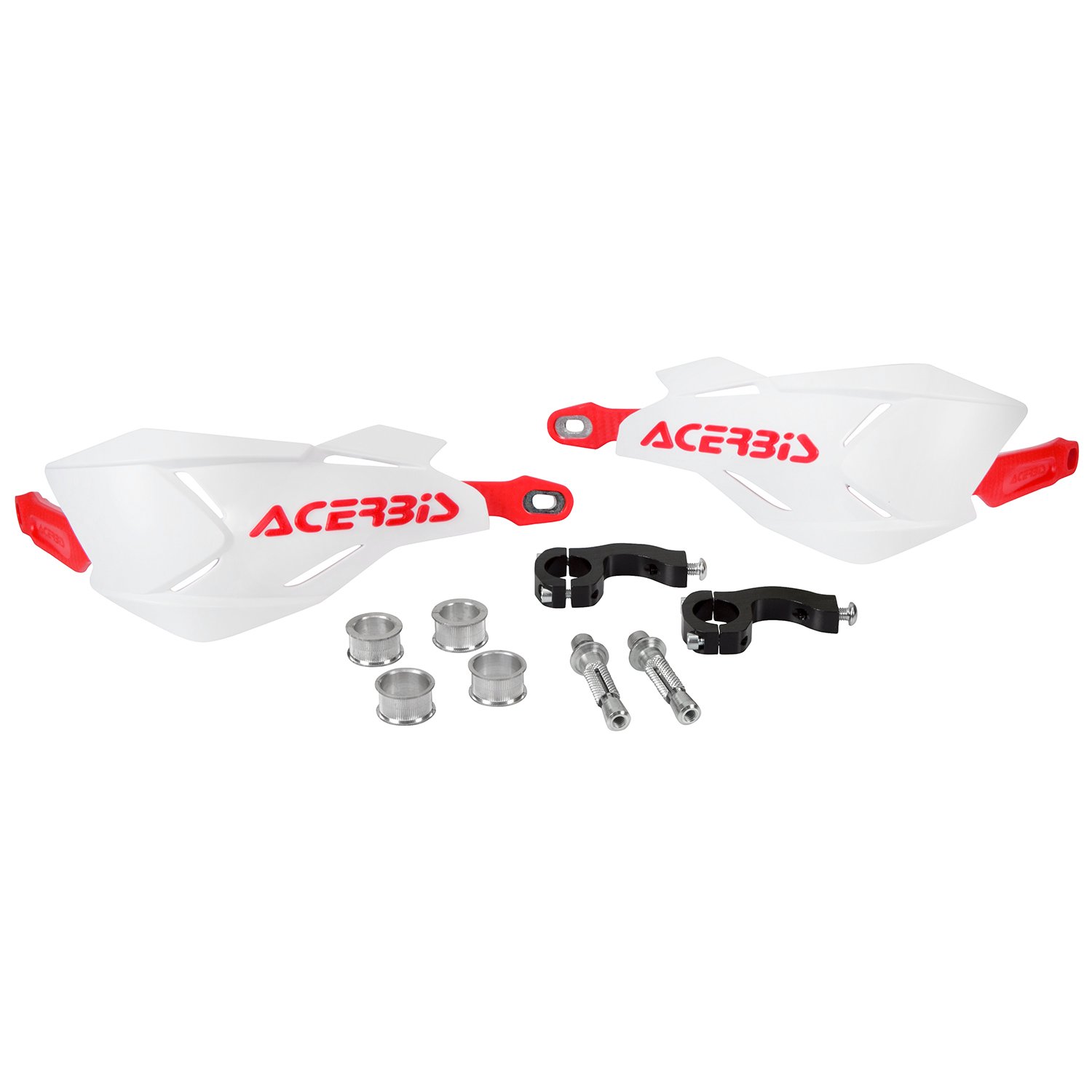 Acerbis Protège Mains X-Factory Blanc/Rouge, Kit de Montage inclus