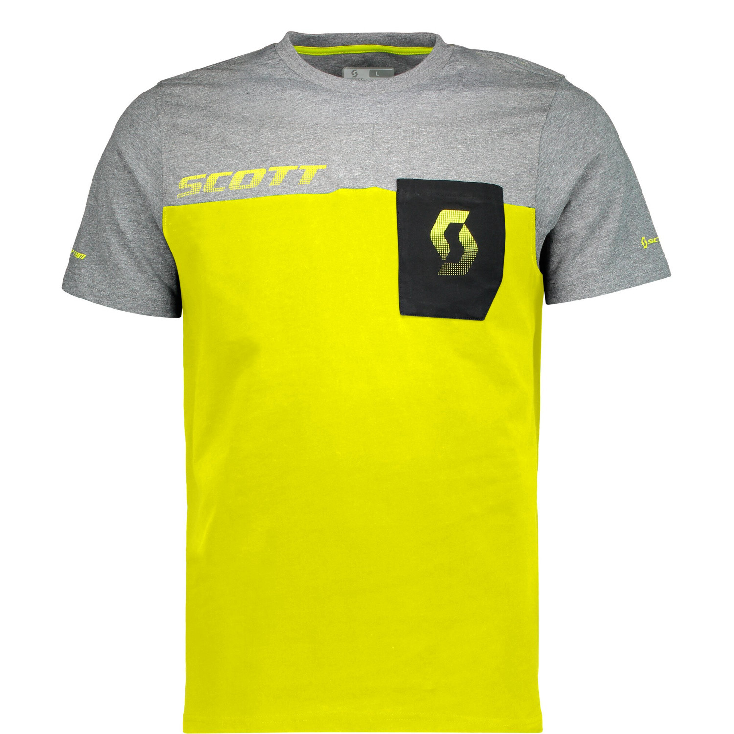 Scott T-Shirt Factory Team CO Sulphur Jaune/Gris foncé Melange