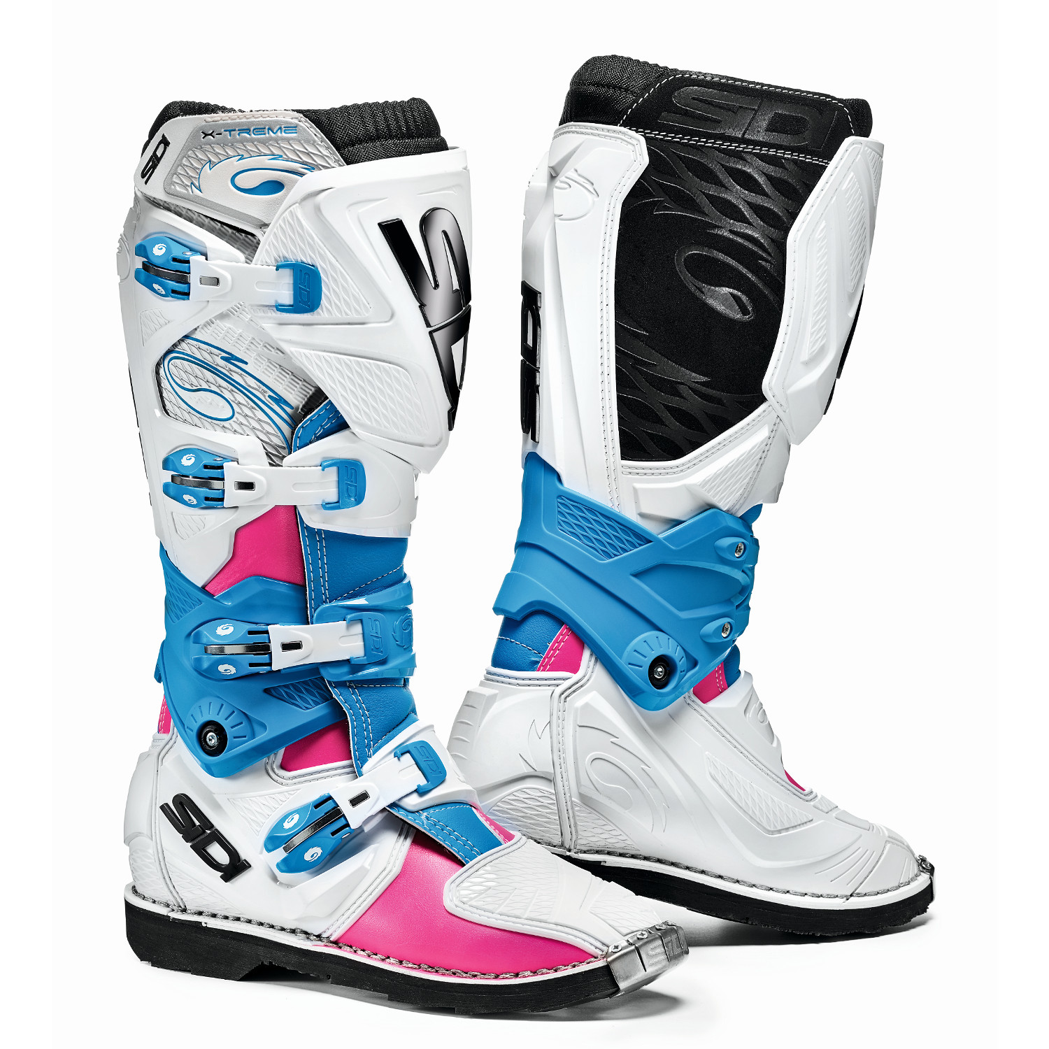 Sidi Motocross-Stiefel X-3 Pink/Weiß/Hellblau - Limited Edition