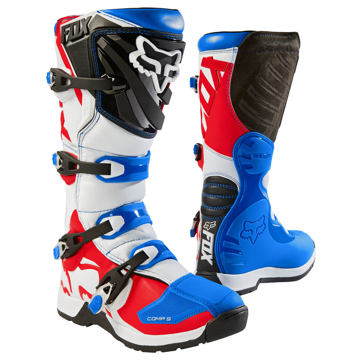 Fox Motocross-Stiefel Comp 5 Blau/Rot - Special Edition