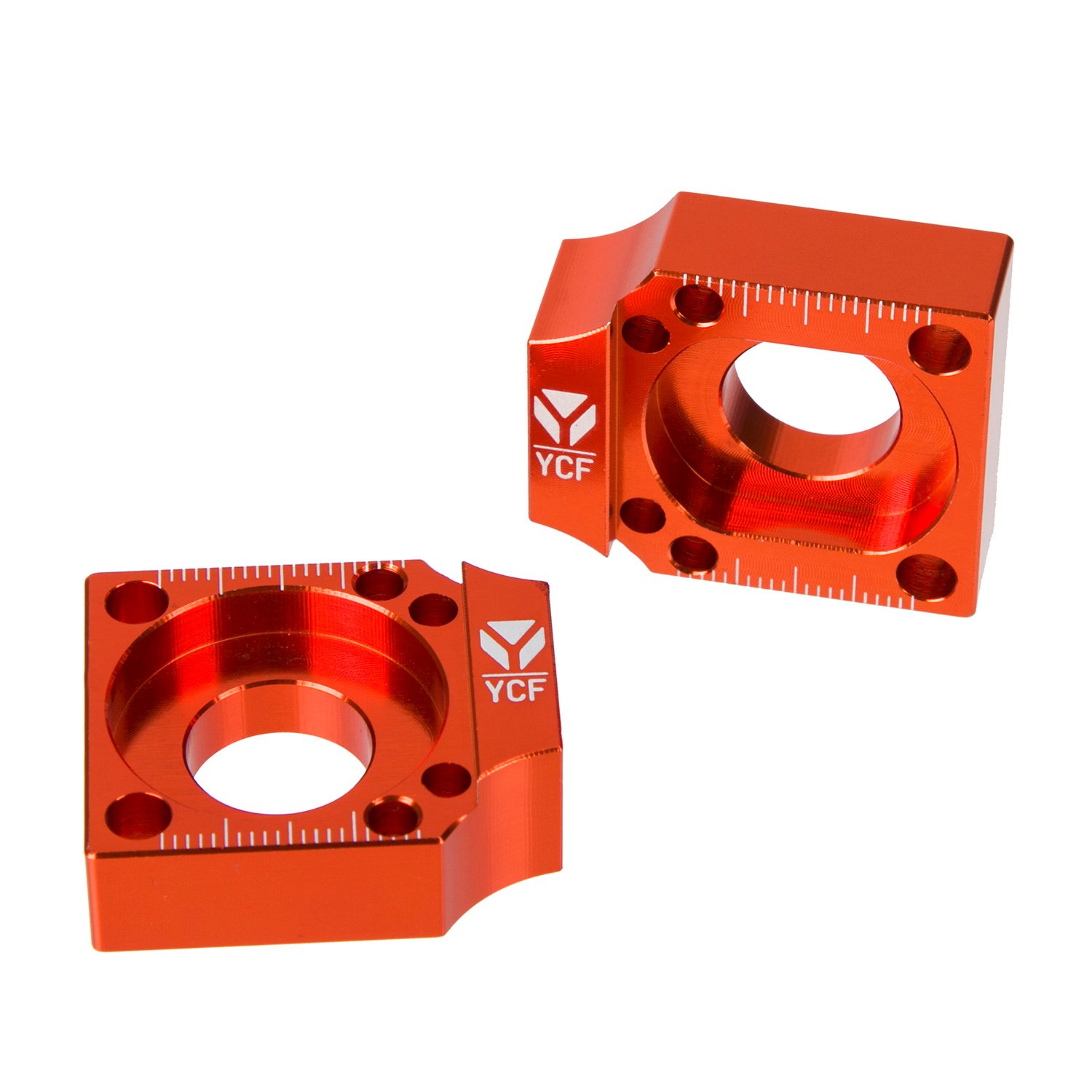 YCF Axle Blocks  for Aluminium Swingarms, Orange