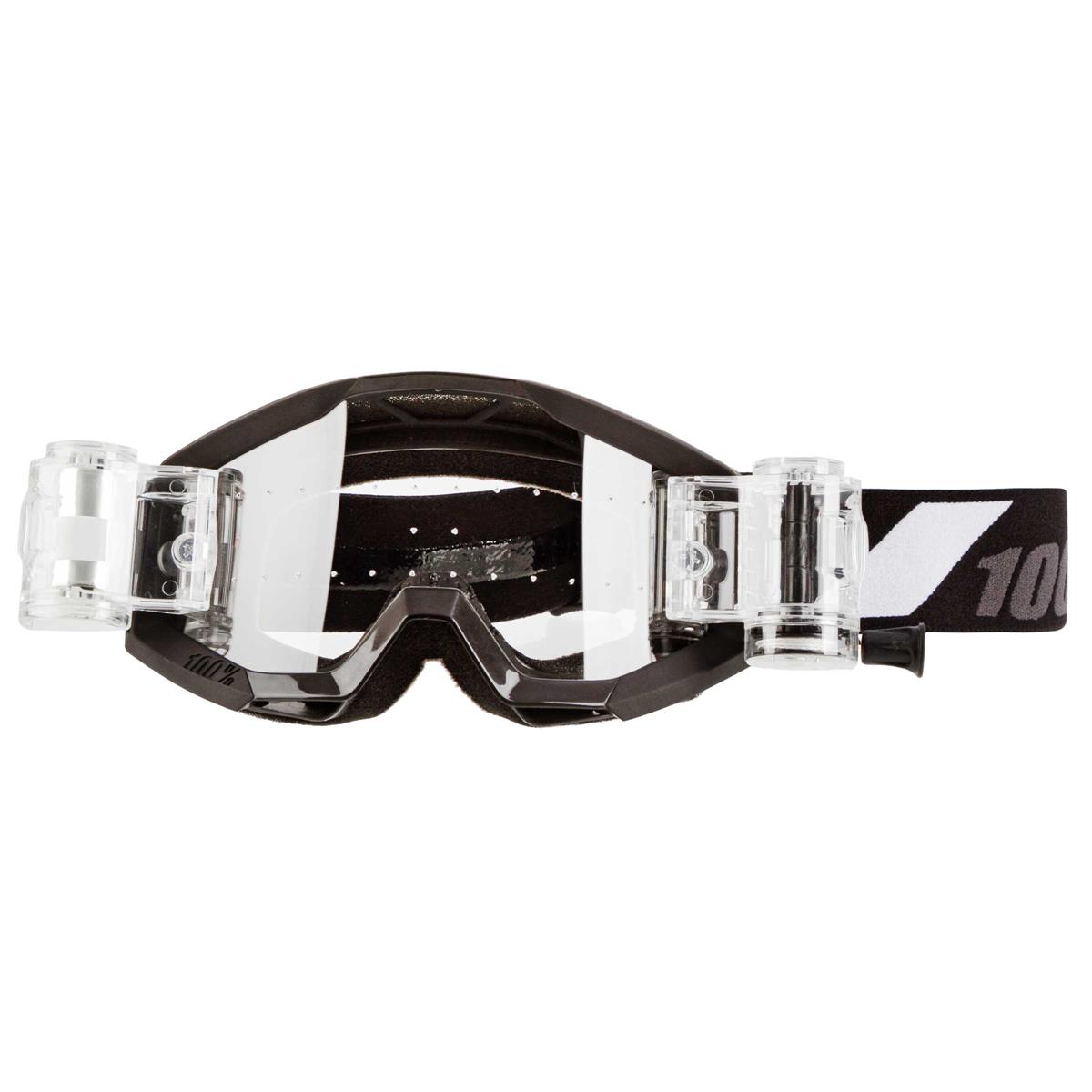 100% Kids Crossbrille Strata mit Roll Off System, Schwarz/Weiß