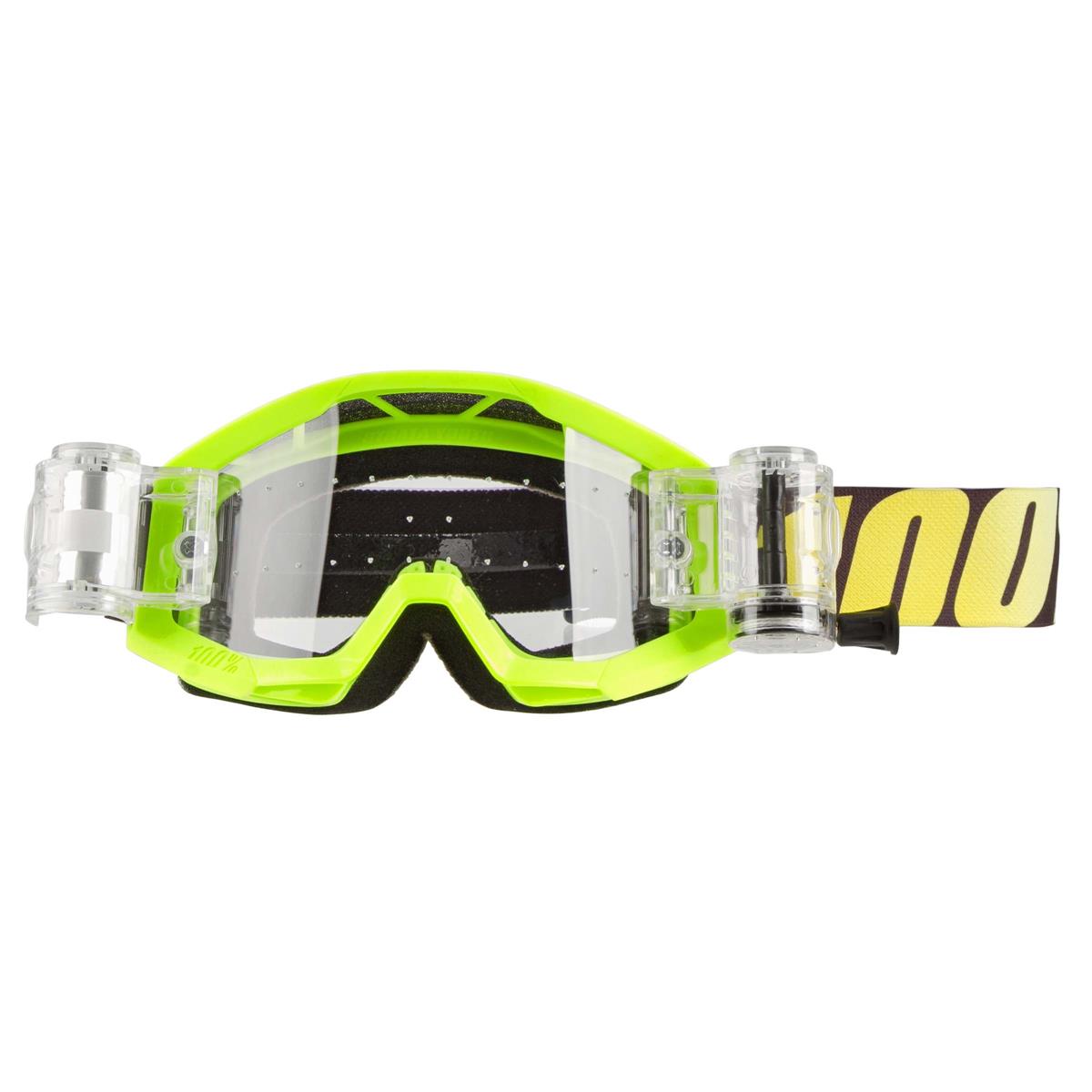 100% Kids Goggle Strata with Roll Off System, Neon Yellow