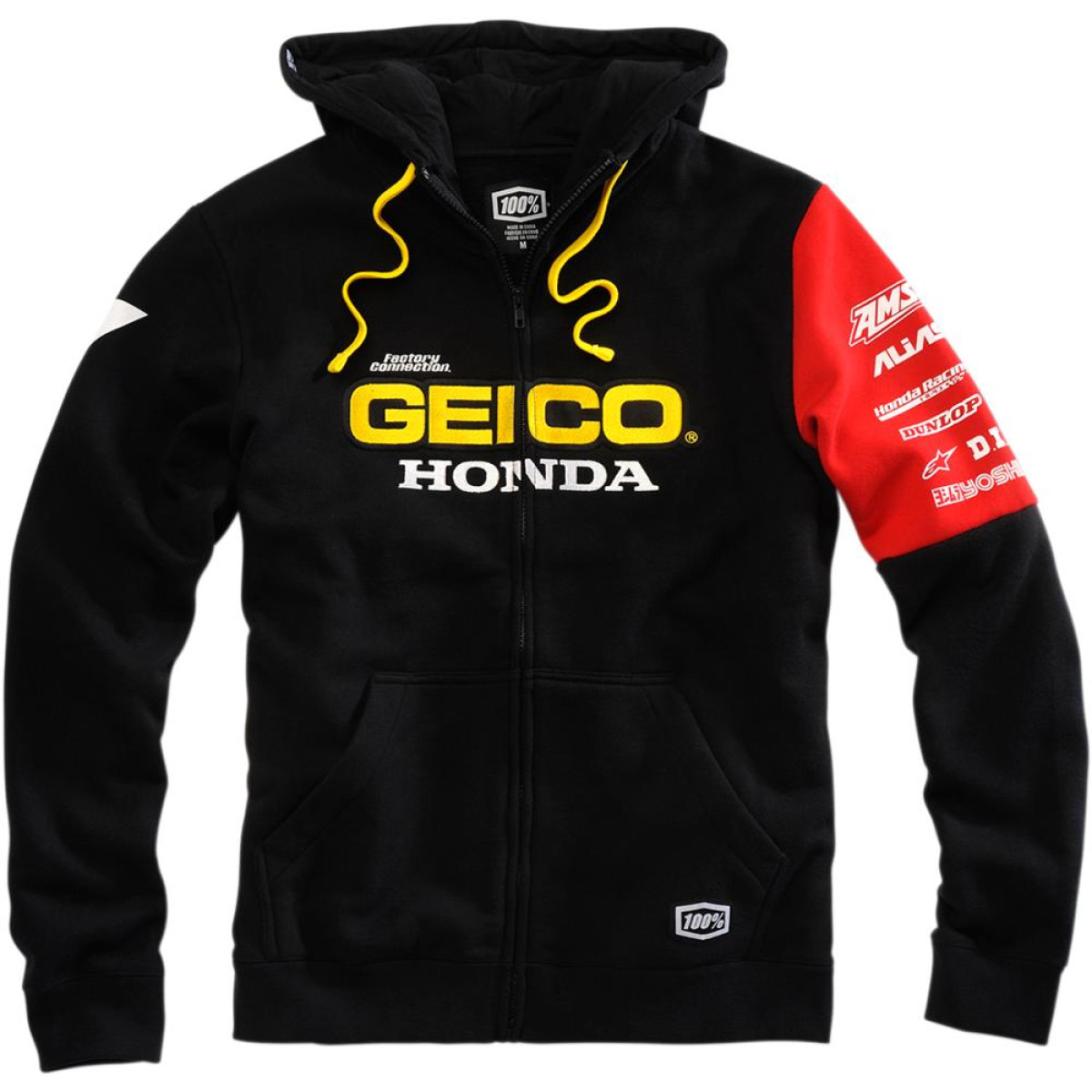 100% Zip-Hoody Geico Honda Factory Schwarz
