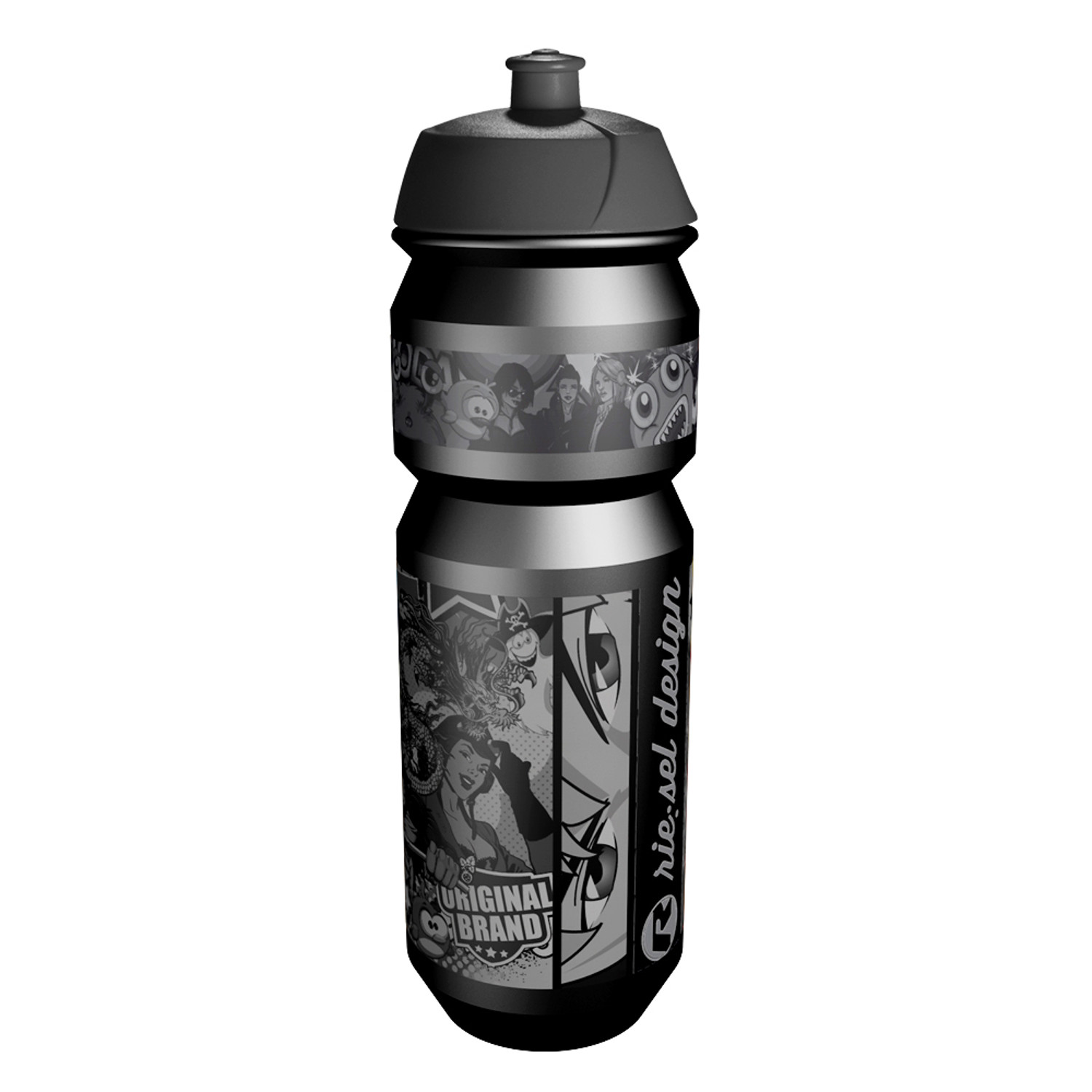 Riesel Design Water Bottle Flasche Stickerbomb Ultrablack
