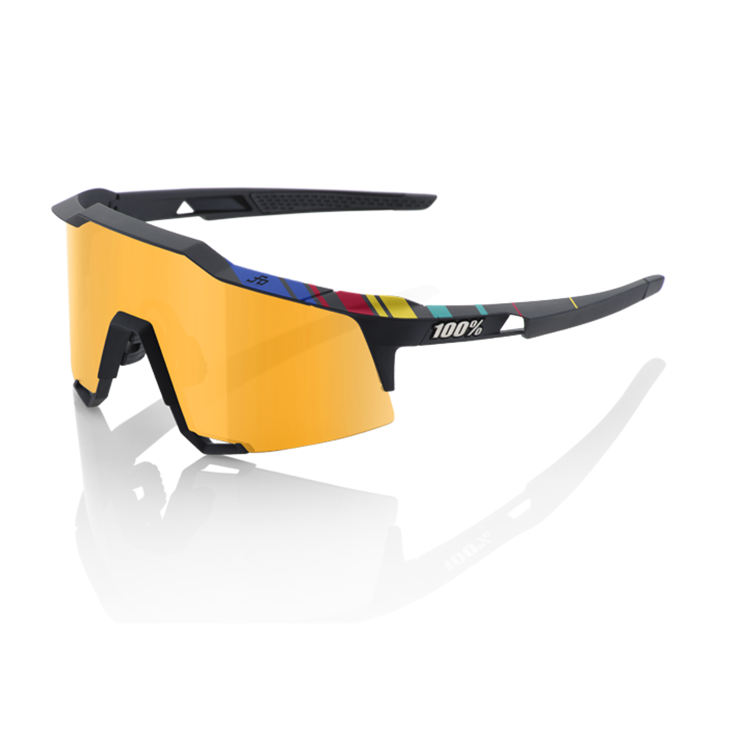 100% Sport Glasses The Speedcraft Tall Sagan Limited Edition Kit, Soft Tact Black P1, Gold Mirror Standard Lens