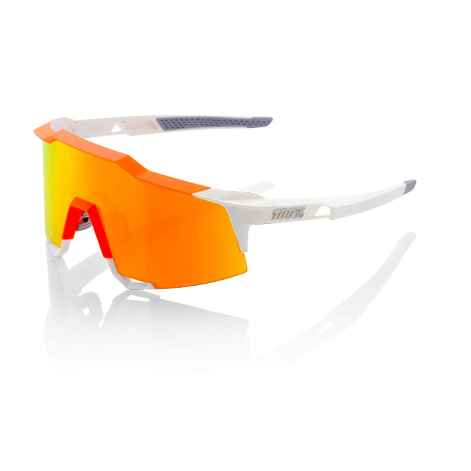 100% Lunettes de Sport The Speedcraft Tall White/Neon Orange, HD Red Multilayer Lens/Hiper Lens