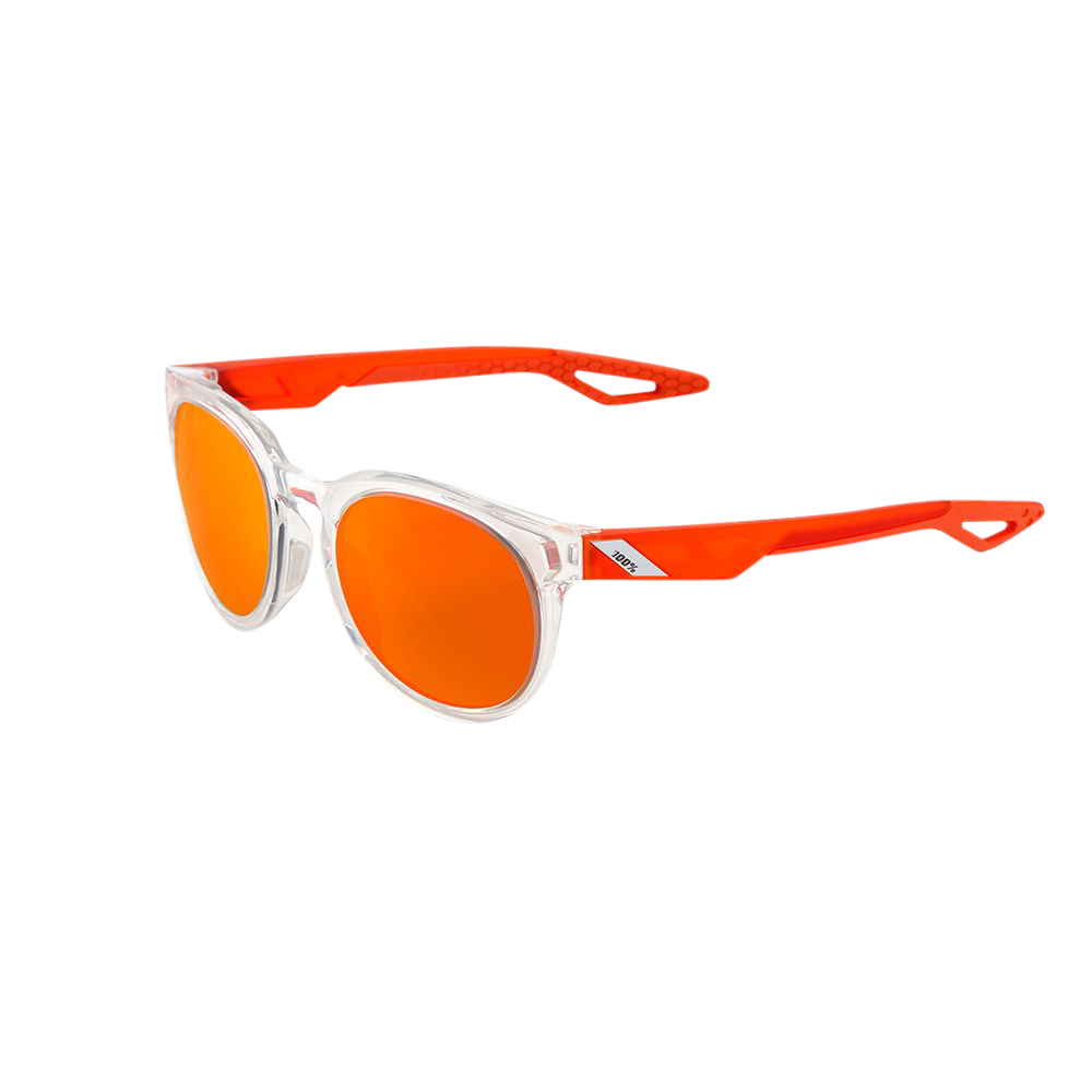 100% Sunglasses Campo Polished Crystal Clear - Orange Multilayer Mirror