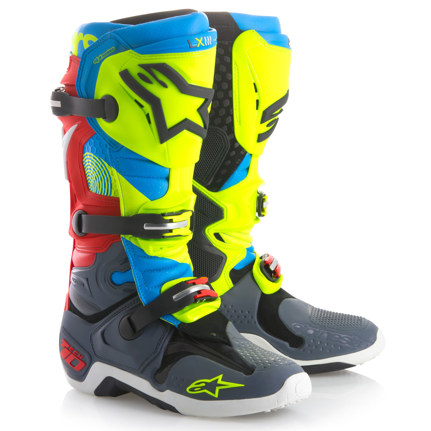 Alpinestars MX Boots Tech 10 Anthracite/Aqua/Red - Union Limited Edition