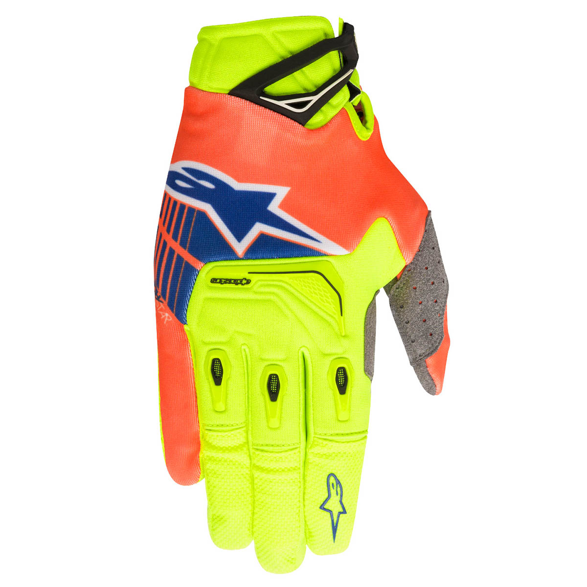 Alpinestars Gloves Techstar Yellow Fluo/Orange Fluo/Blue