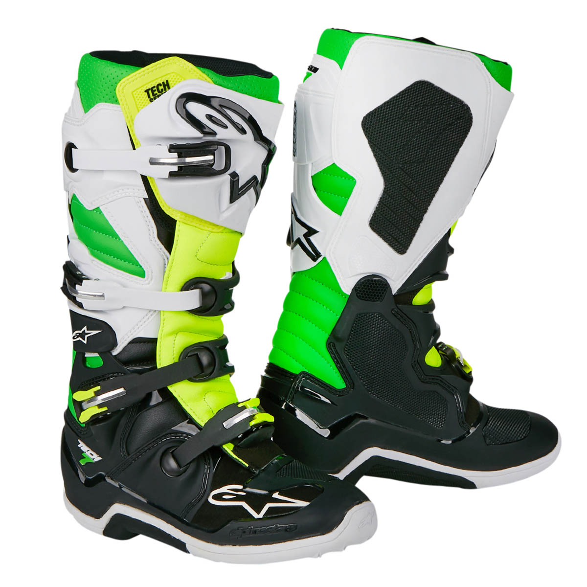 Alpinestars MX Boots Tech 7 Black/White/Green/Fluo Yellow