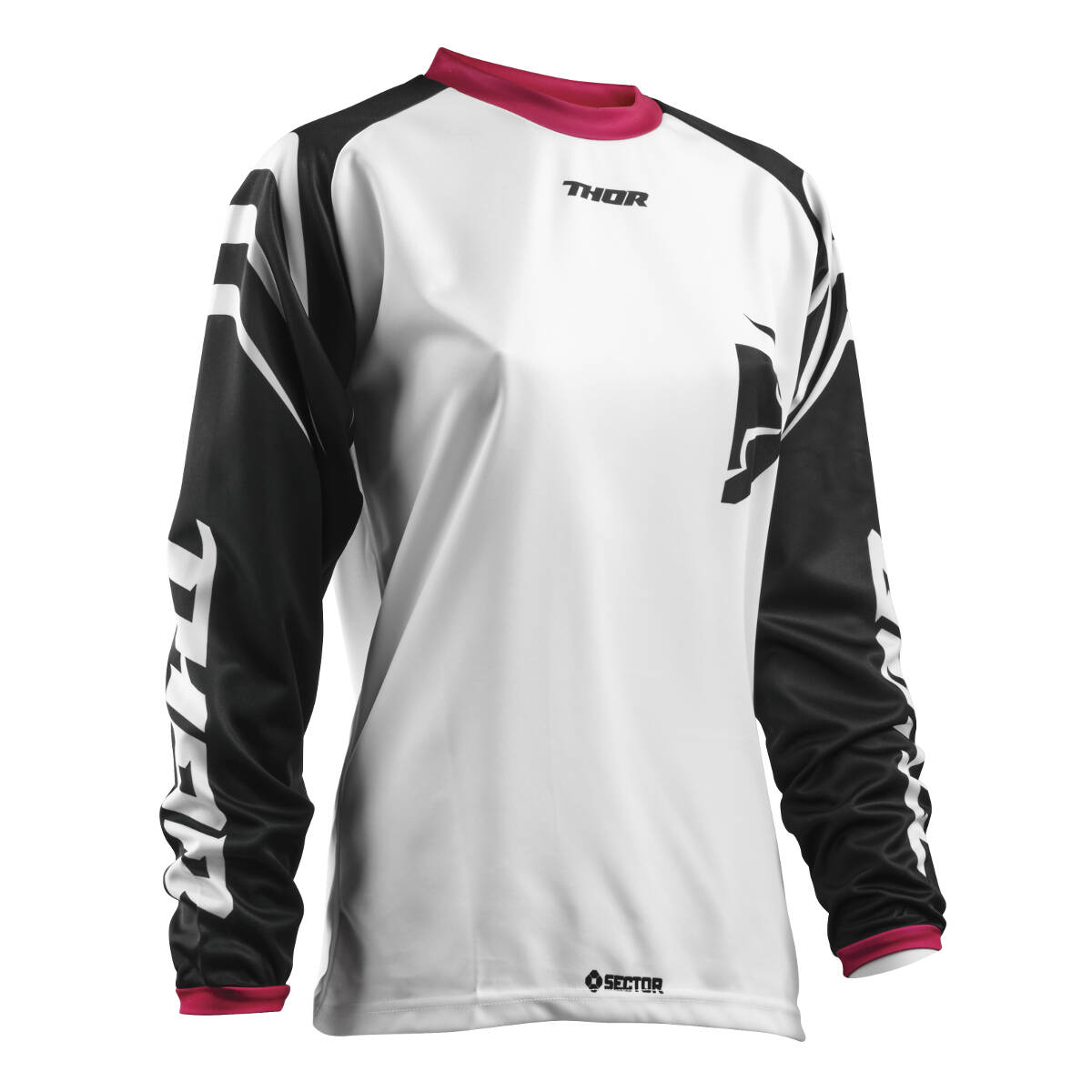 Thor Donna Maglia MX Sector Zones White/Pink/Black
