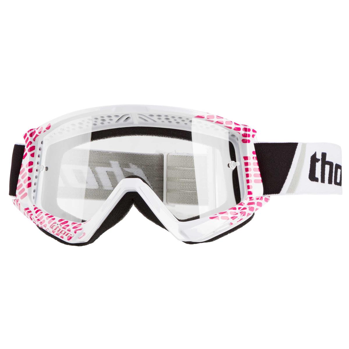 Thor Crossbrille Combat Cap - Pink/Weiß - Klar Anti-Fog