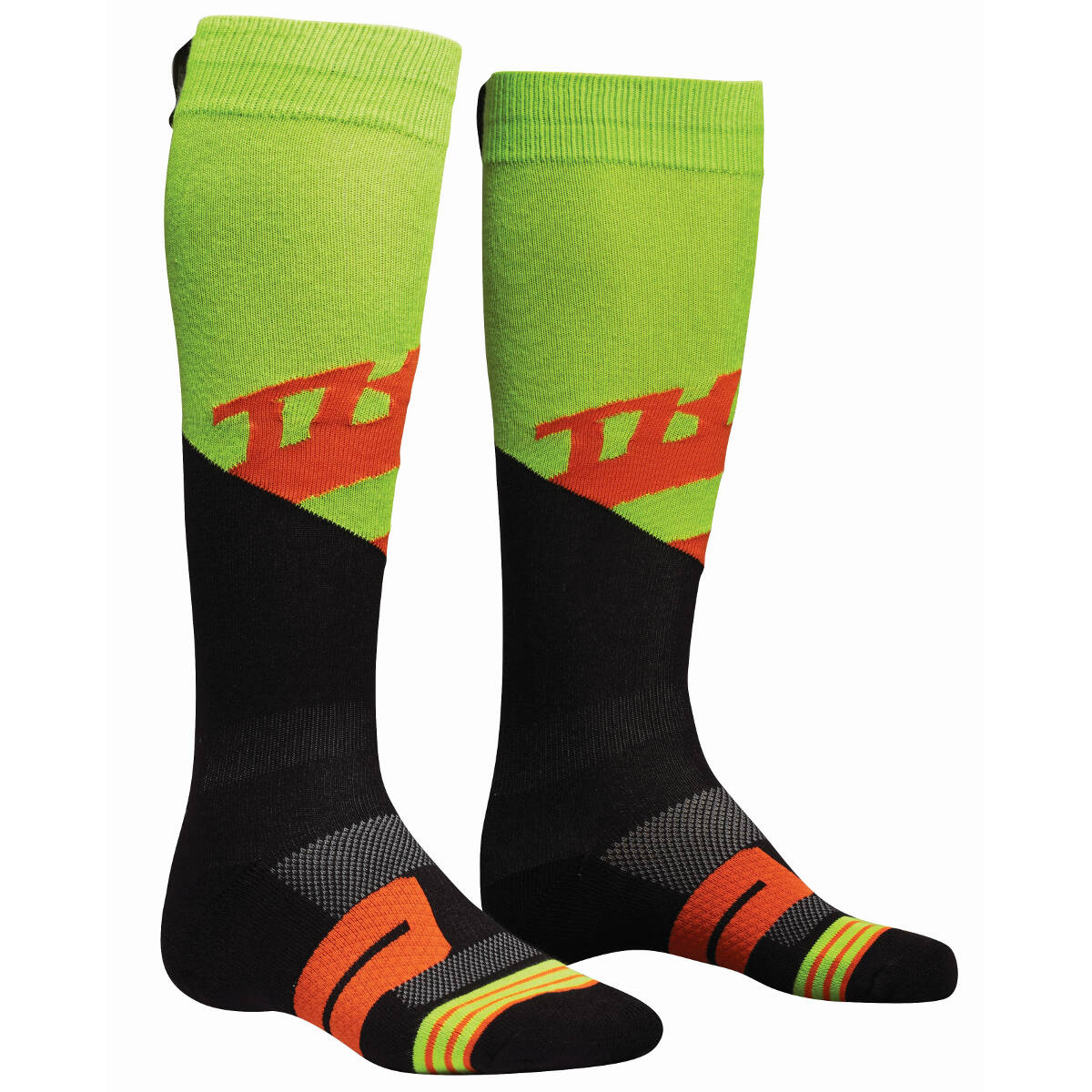 Thor Chaussettes Moto Knit Rive Lime/Red Orange