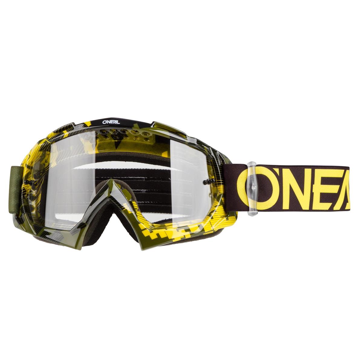 O'Neal MX Goggle B10 Pixel Hi-Viz/Green - Clear Anti-Fog
