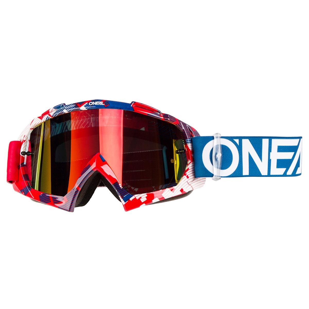 O'Neal MX Goggle B10 Pixel Red/Blue - Radium Anti-Fog
