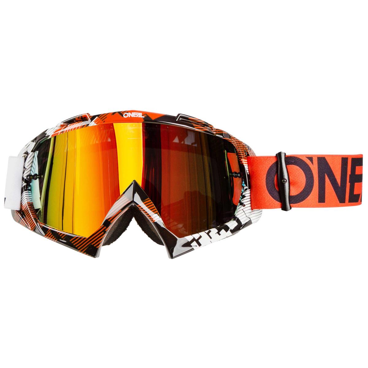 O'Neal Crossbrille B-10 Pixel - Orange/Weiß - Radium Anti-Fog