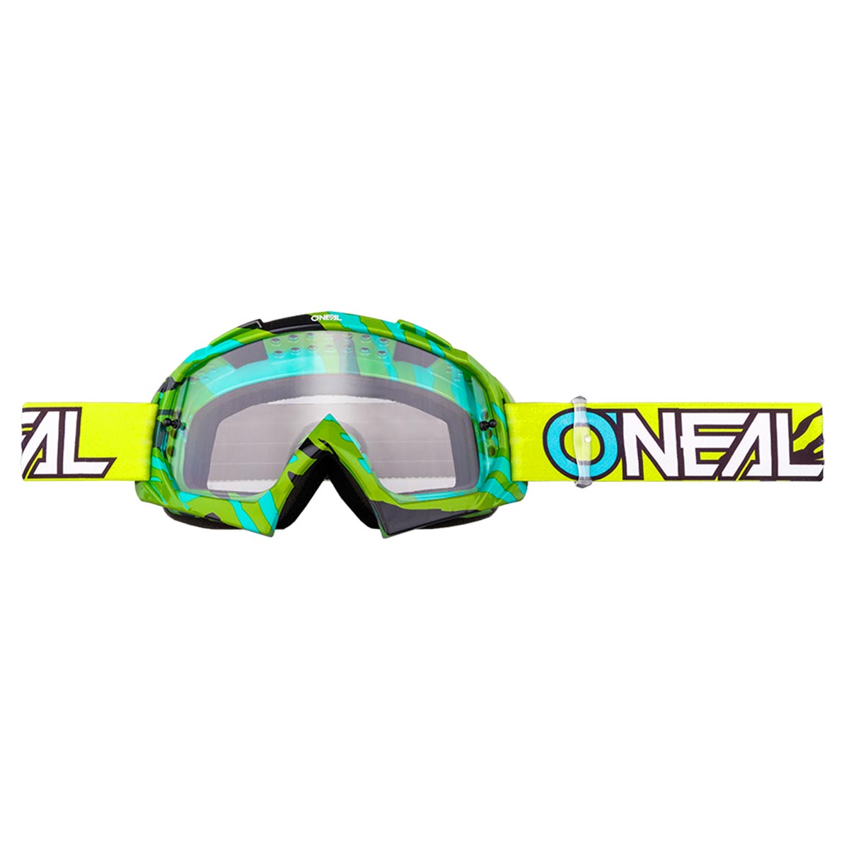 O'Neal MX Goggle B10 Stream Hi-Viz/Blue - Clear Anti-Fog
