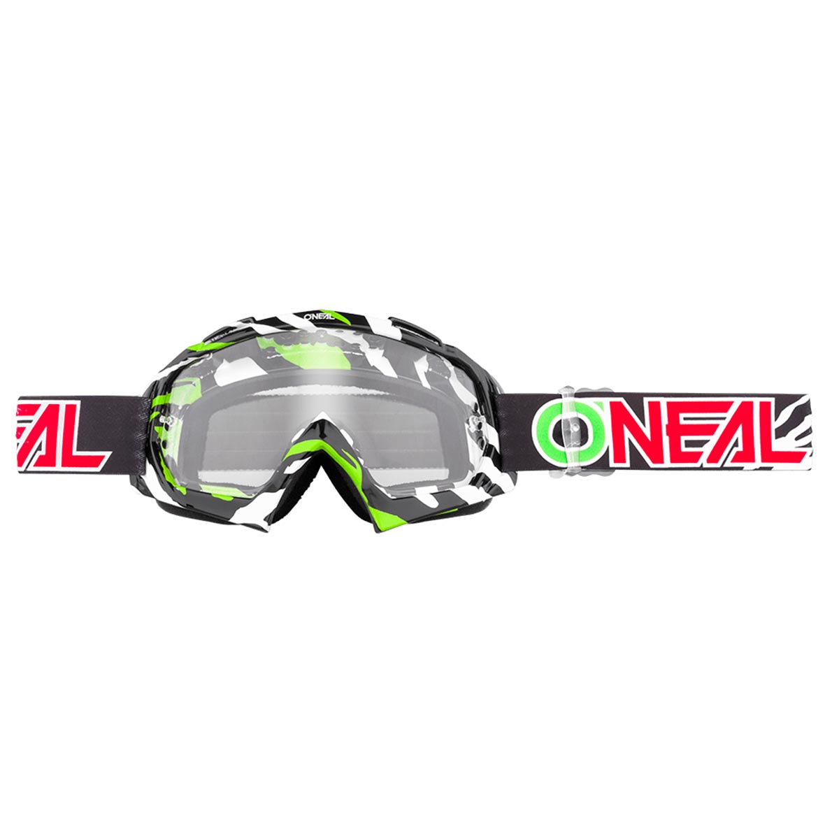 O'Neal MX Goggle B10 Stream Black/Green - Clear Anti-Fog