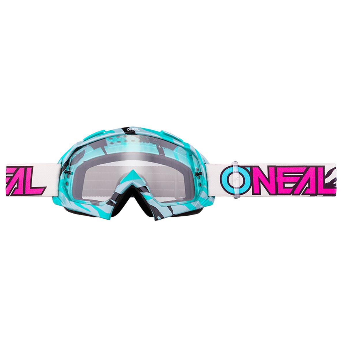 O'Neal MX Goggle B10 Stream Grey/Teal - Clear Anti-Fog