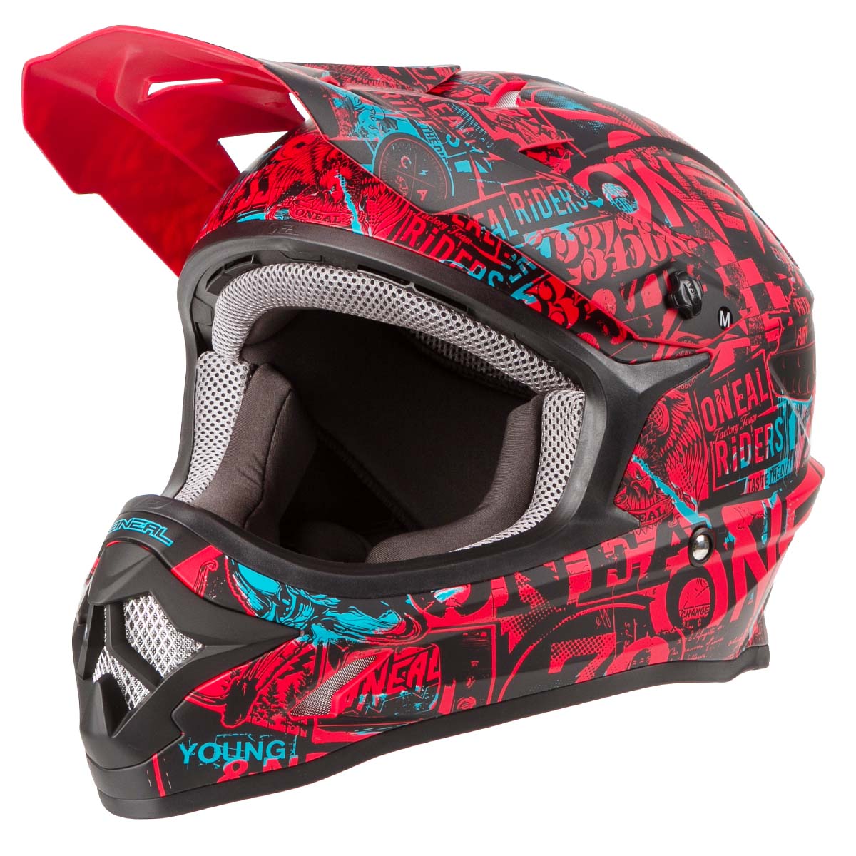 O'Neal Casco MX 3SRS Attack Nero/Rosso/Teal