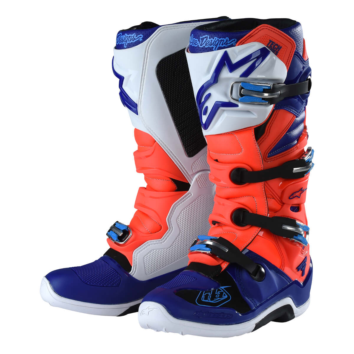 Troy Lee Designs Bottes MX Tech 7 Red Fluo/White/Blue