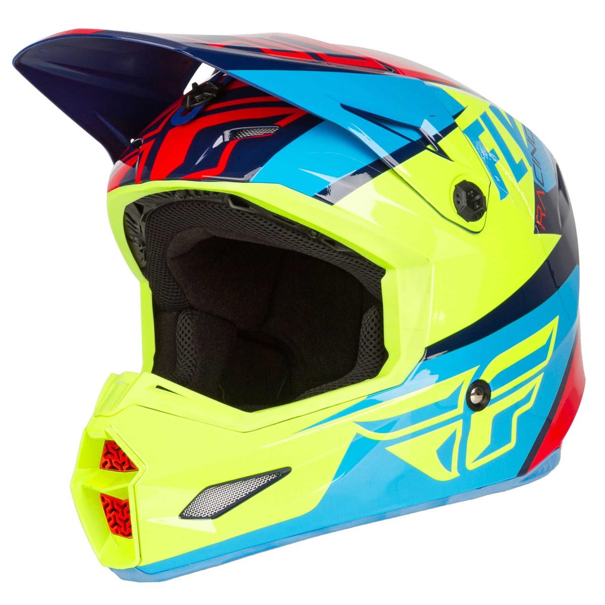 Fly Racing Motocross-Helm Elite Guild Rot/Blau/Hi-Vis