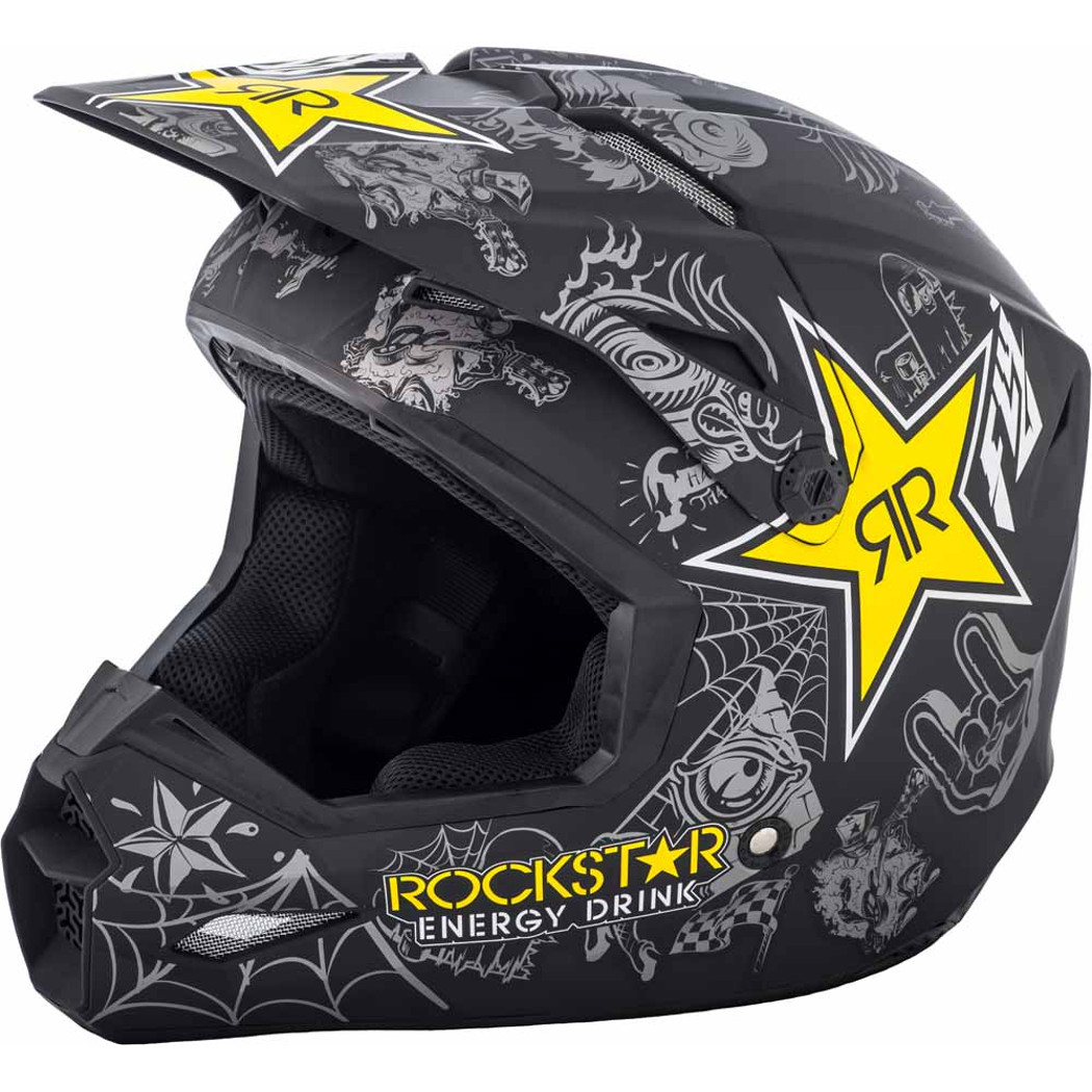 Fly Racing Helm Elite Rockstar Matt Schwarz/Gelb