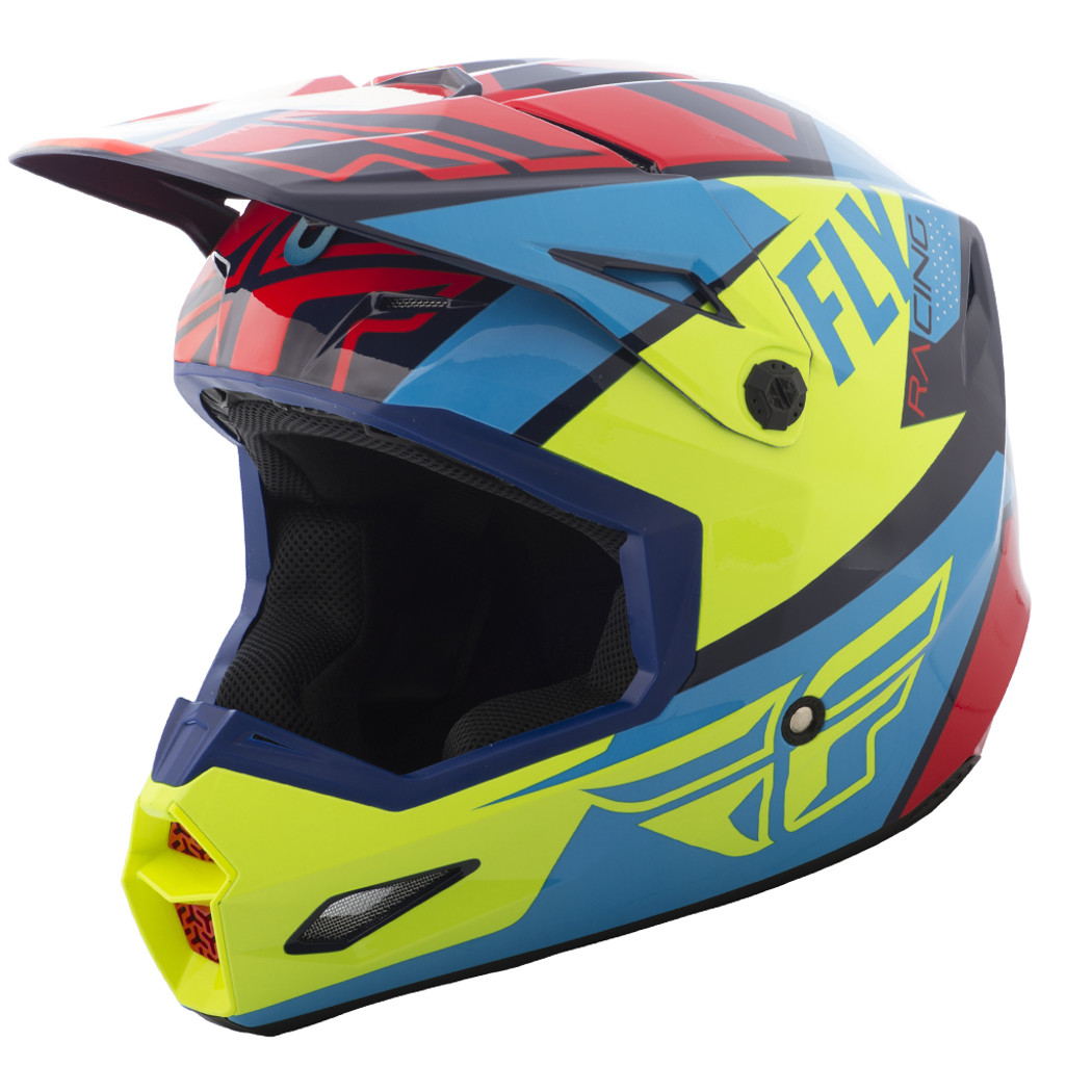Fly Racing Kids Helm Elite Guild Rot/Blau/Hi-Vis