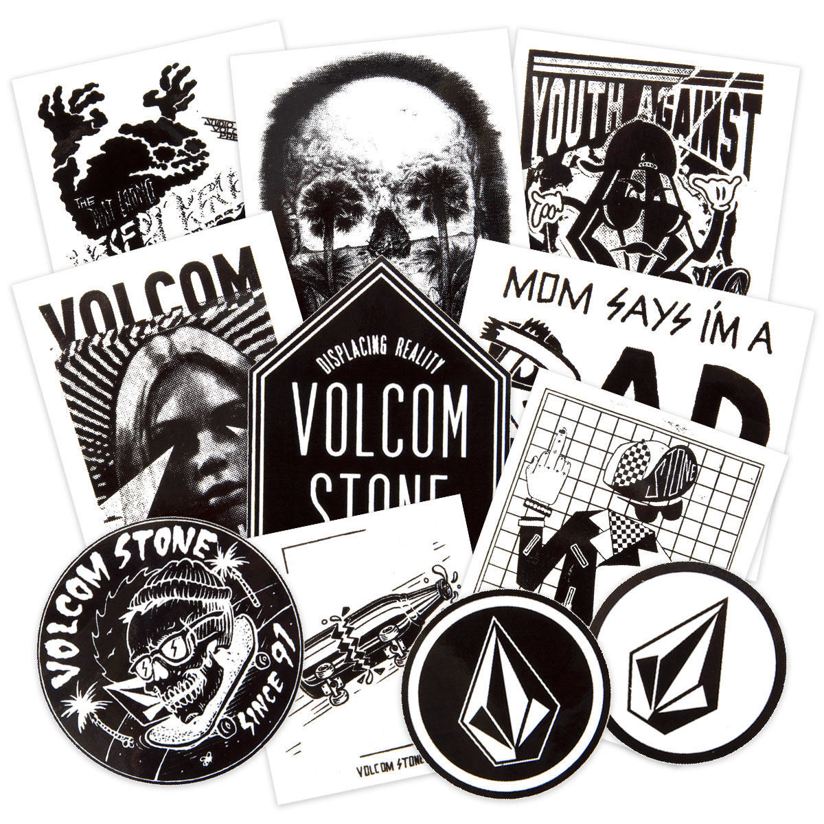 Volcom Sticker  Black/White, 10 Pcs