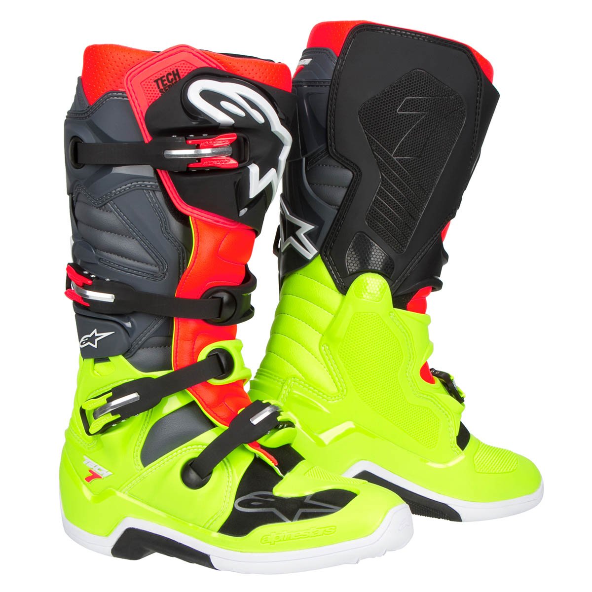 Alpinestars MX Boots Tech 7 Fluo Yellow/Fluo Red/Gray/Black