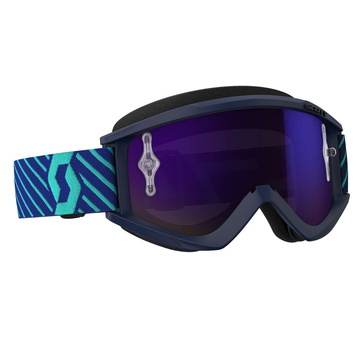 Scott Goggle Recoil Xi Blue/Türkis - Purple Chrome Works Anti-Fog