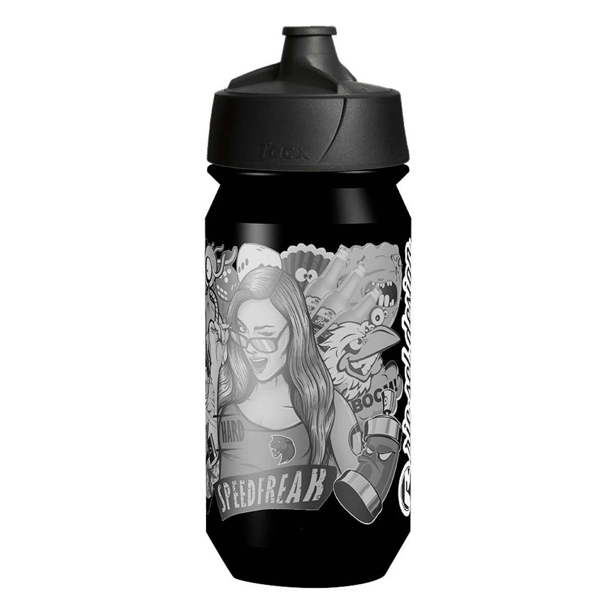 Riesel Design Water Bottle Flasche Stickerbomb Ultrablack